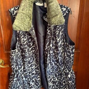 Chico's Blue and White Animal Print Vest